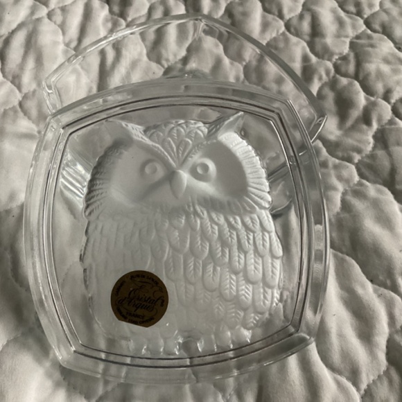 CRISTAL D’ARQUES SQUARE CLEAR AND FROSTED CRYSTAL OWL LIDDED BOX/CANDY D… - Picture 6 of 6